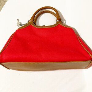 Fossil Classic #75082 Red Canvas Purse Leather Accents and Crossbody Strap NWOT